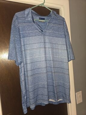 Men's Heathered Light Blue Stripe Polo Shirt